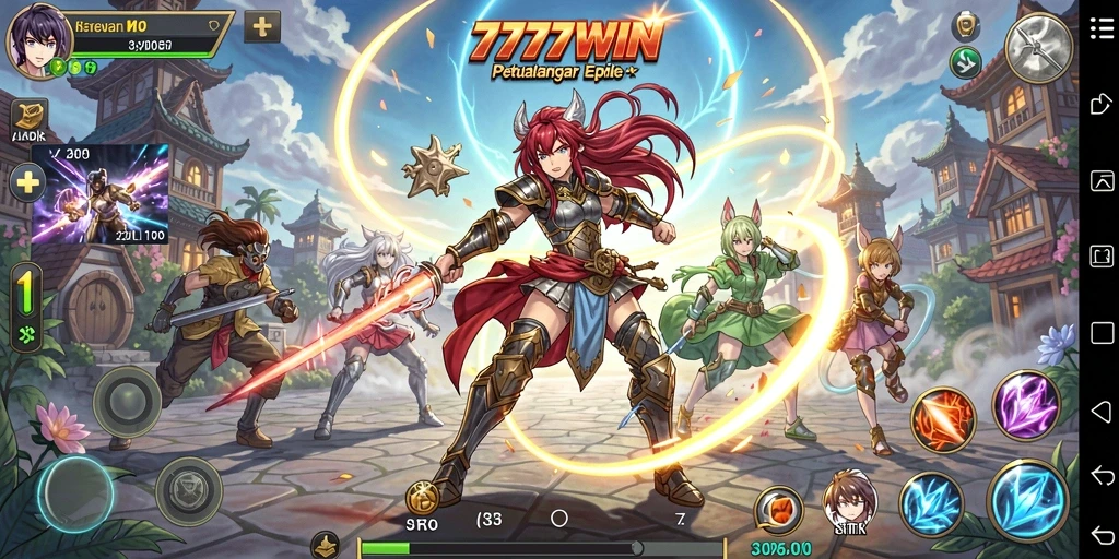 Tangkapan layar gameplay <strong>777WIN</strong> menampilkan karakter Anime beraksi.
