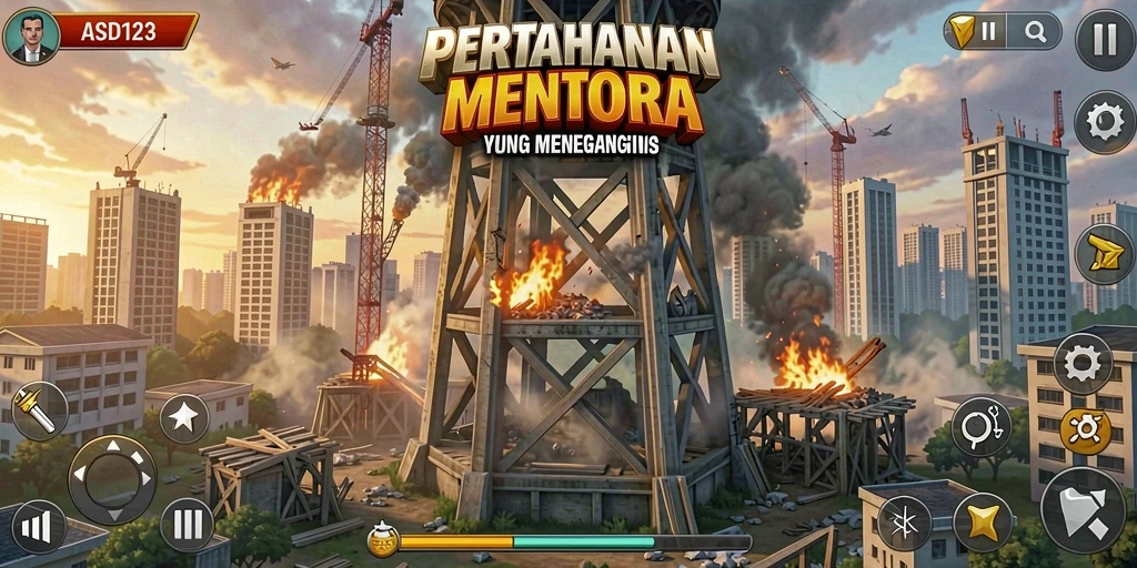 Tampilan gameplay menarik dari ASD123 dengan strategi Tower Defense.