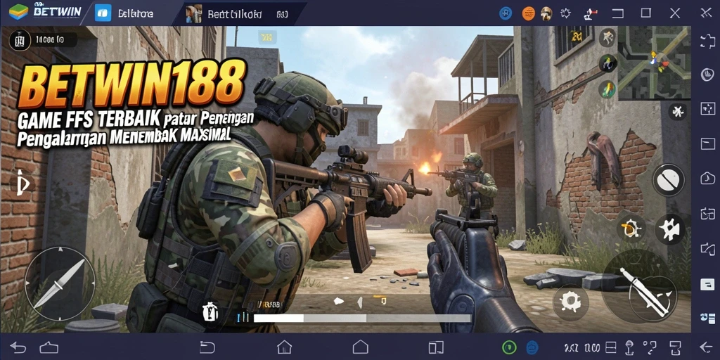Screenshoot BETWIN188 menampilkan momen menegangkan saat bertempur dalam pertempuran FPS.
