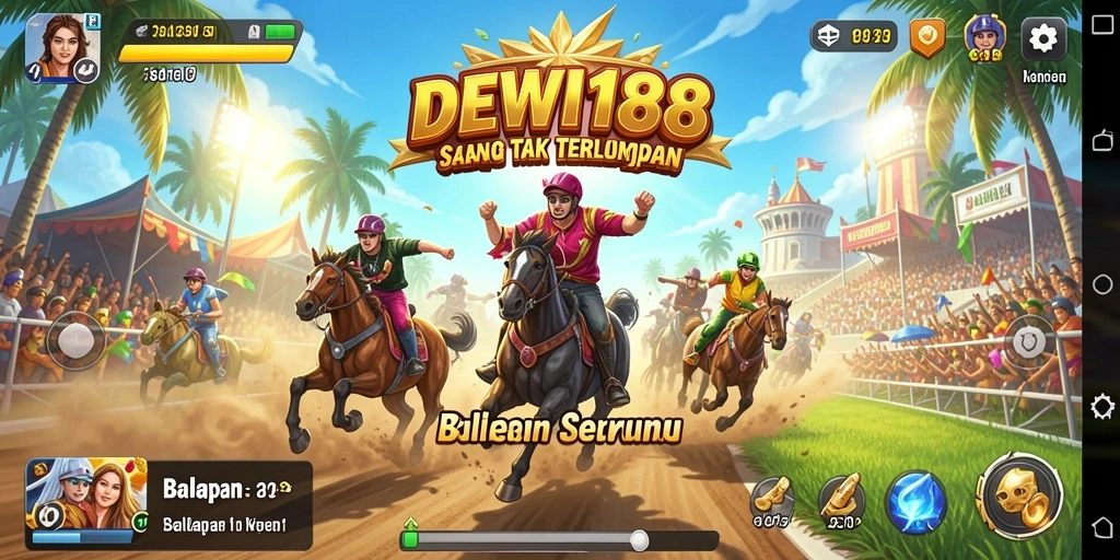 Tampilan gameplay balapan yang menggugah semangat di DEWI188.