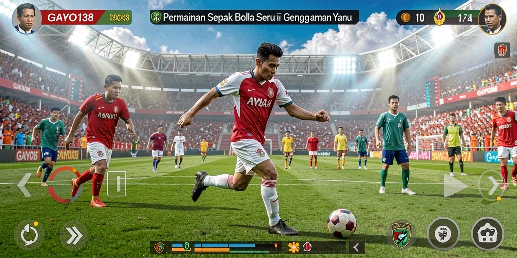 Tampilan menakjubkan dari gameplay <strong>GAYO138</strong> yang menampilkan aksi sepak bola seru.