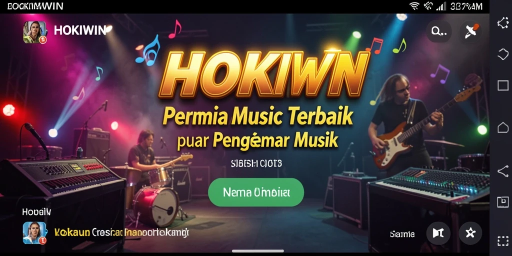 Tampilan gameplay HOKIWIN yang menyenangkan dengan berbagai pilihan lagu.