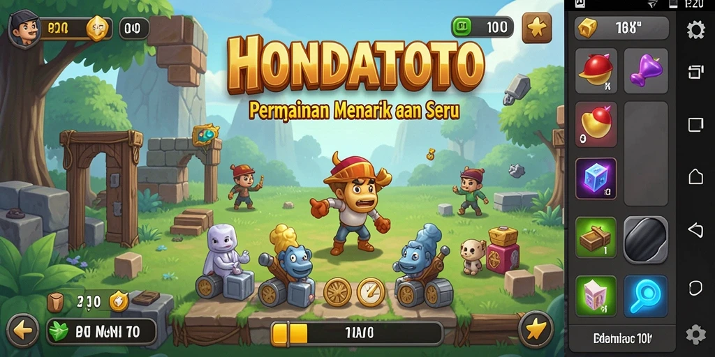 Tampilan gameplay HONDATOTO dengan berbagai puzzle menarik.