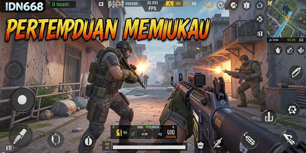 Screenshot utama IDN668 menampilkan aksi gameplay FPS yang seru.
