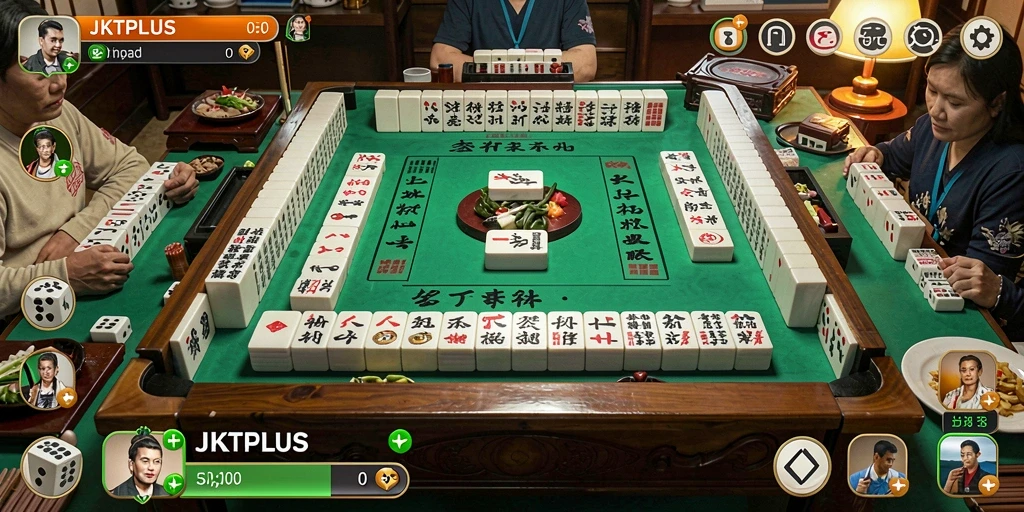 Tampilan gameplay JKTPLUS yang menampilkan keseruan permainan Mahjong.