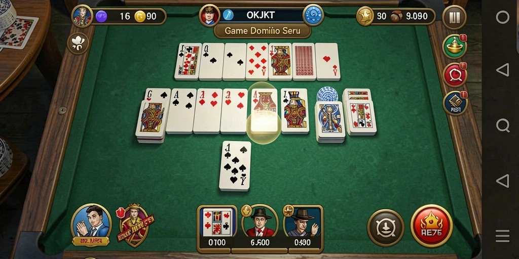 Tampilan gameplay seru dari OKJKT dengan fitur interaktif Domino.