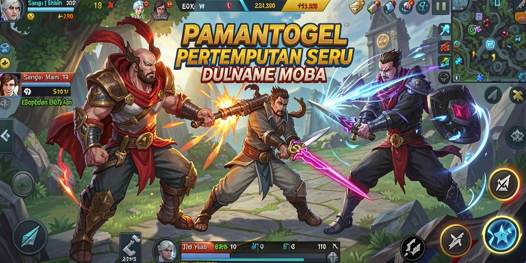 Screenshot gameplay PAMANTOGEL menampilkan aksi seru pertempuran MOBA.