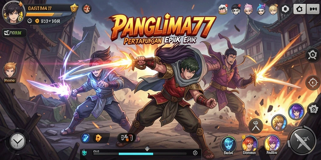 Tangkapan layar menunjukkan aksi seru dalam gameplay anime di PANGLIMA77.