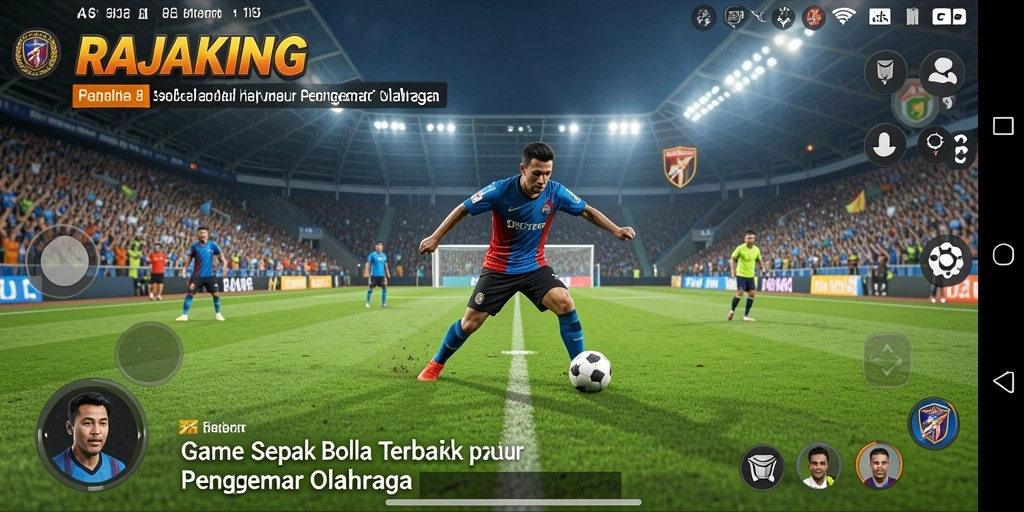 Tangkapan layar menunjukkan aksi intens di lapangan sepak bola RAJAKING.