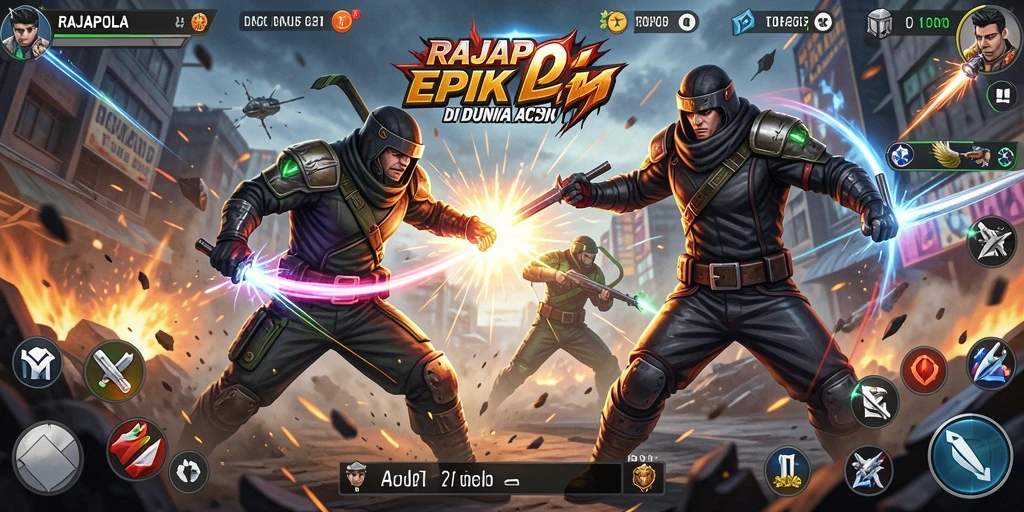 Tampilan gameplay menegangkan dari RAJAPOLA yang memukau.