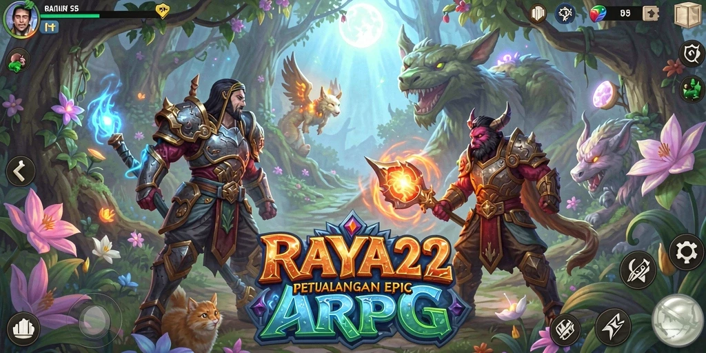 Tangkapan layar gameplay menampilkan pertempuran seru di RAYA22.