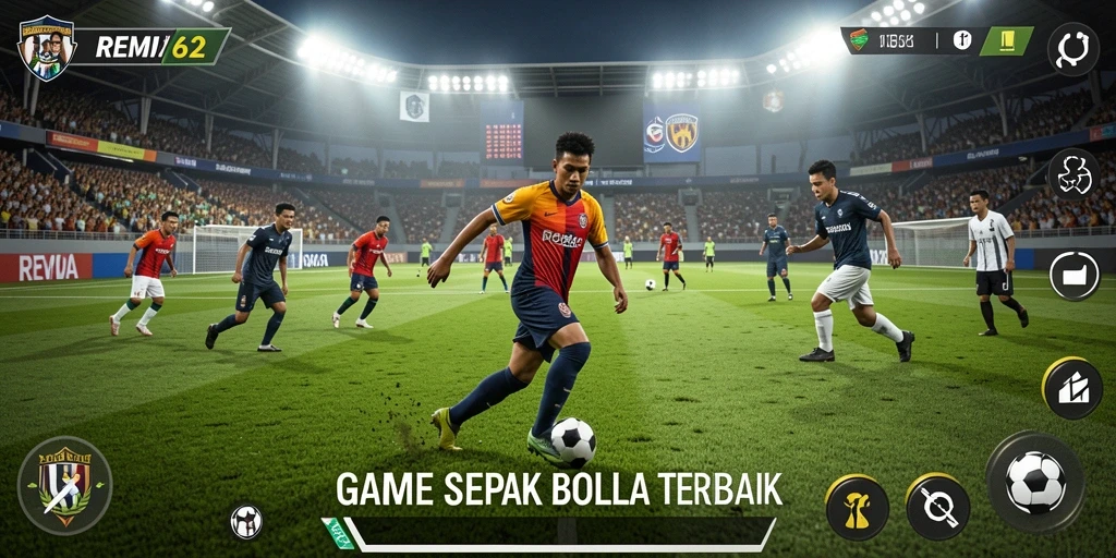 Screenshot gameplay <strong>REMI62</strong> menunjukkan aksi seru di lapangan sepak bola.