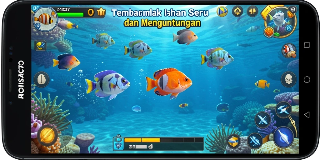 Tampilan gameplay RICIS77 dengan berbagai ikan dan tantangan menarik.
