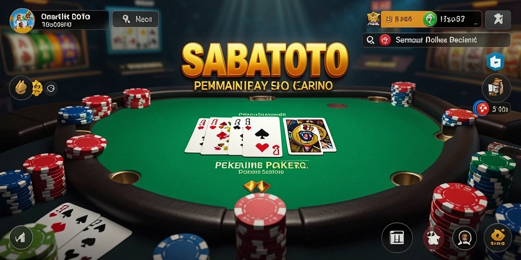 Screenshot permainan SABATOTO menampilkan momen mendebarkan dalam poker.